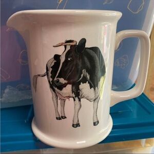 Andrea By Sadek White Pitcher with Cow Design